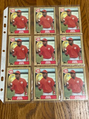 Lot Of (9) 1987 Topps Eric Davis Baseball Cards
