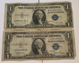 1935 G And C Silver Certificate Dollar Bill Lot Of 2