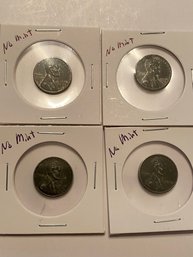 1943 Steel Wheat Pennies - No Mint Mark Lot Of 4