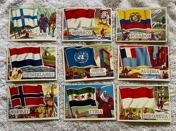 1956 Topps Flags Of The World Lot Of 9