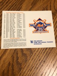 1986 Mets Schedule