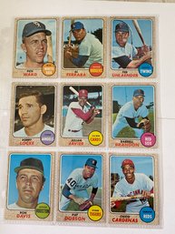 1968 Topps Baseball Card Lot Of 9. Minty!!