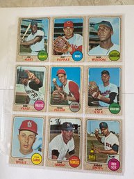 1968 Topps Baseball Card Lot Of 9. Minty!!