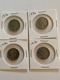 Buffalo Nickel 1936 Lot Of 4
