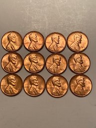1963-P Lincoln Memorial Cent BU Penny Lot Of 12