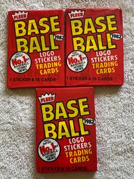 1982 Fleer Baseball Wax Pack Lot Of 3