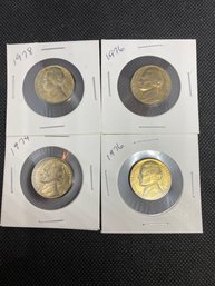 Jefferson Nickel Uncirculated Coin Lot Of 4