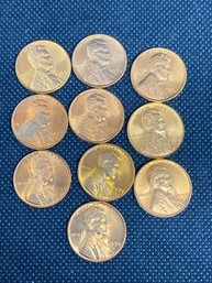 1958 D Uncirculated Wheat Penny Lot Of 10