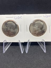 1976 John F Kennedy Half Dollar Coin Uncirculated Lot Of 2