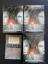 X-Files CCG Collectible Card Game 60-Card 1996 Premiere Starter Deck New Sealed Lot Of 3 Plus Rule Book And Di