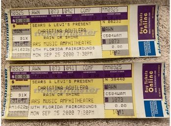 2000 Christina Aguilera Concert Ticket Florida Lot Of 2