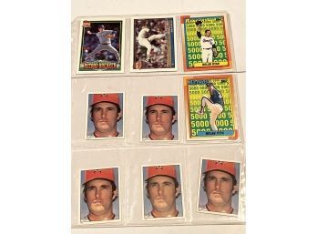 Nolan Ryan Lot Of 9 Mini Stickers  And Baseball Cards