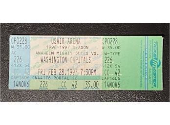 Washington Capitals Game Ticket February 28, 1997