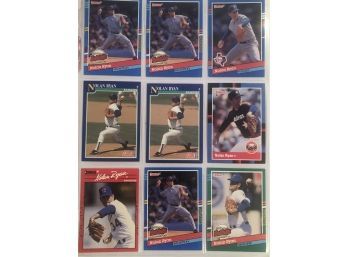 Nolan Ryan Lot Of (9) Baseball Cards