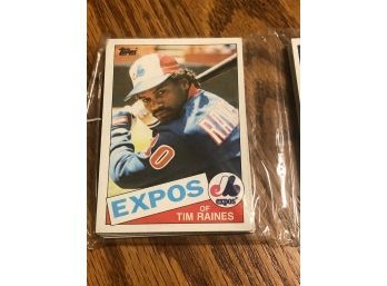 1985 Topps Unopened Rack Pack With Tim Raines Showi