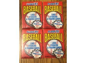 1991 Fleer Lot Of (4)  Unopened Baseball Wax Packs