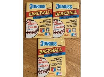 1991 Donruss Baseball Card Packs Lot Of 3