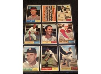 1961 Topps Lot Of (9) Near Mint Baseball Cards