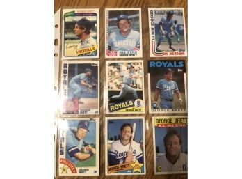 Lot Of (9) George Brett 1980s Topps Baseball Cards