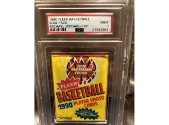 1990 PSA 9 Graded Wax Pack With Michael Jordan On Top