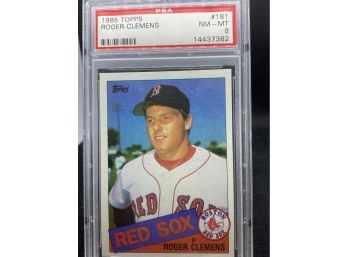 1985 TOPPS #181 ROGER CLEMENS RC RED SOX PSA 8