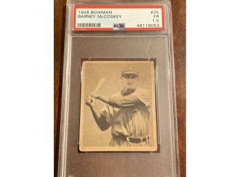1948 BOWMAN # 25 Barney McCoskey Philadelphia Athletics  PSA 1.5