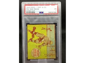 Pee Wee Reese Dodgers 1943 M P & Co Strip Card R302-1 PSA 1