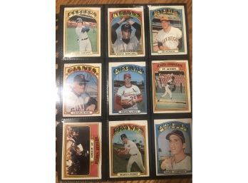 Lot Of (9) Assorted 1972 Topps Baseball Cards