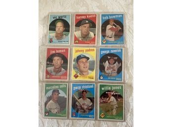 1959 Topps Baseball Card Lot Of 9