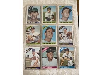 1966 Topps Baseball Card Lot Of 9