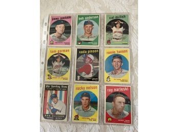 1959 Topps Baseball Card Lot Of 9