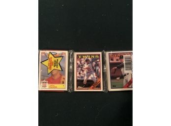1988 Topps Baseball Card Rak Pak Pack With Puckett  Showing