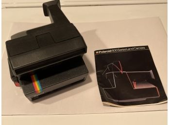 Vintage Polaroid One Step 600 Land Camera Instant Film Rainbow Stripe W/ Strap