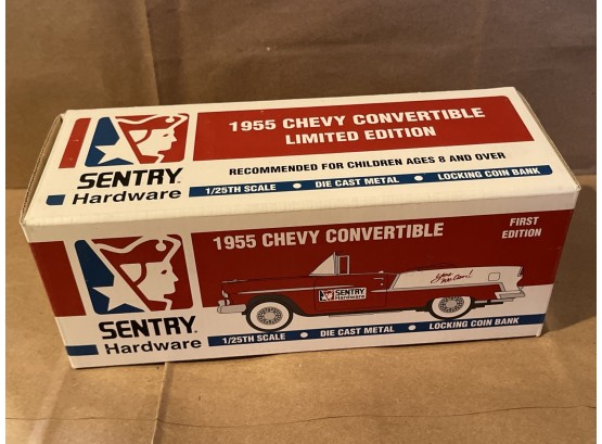 Sentry Hardware 1955 Chevy Convertible Limited Edition Bank NIB 1/25 Scale