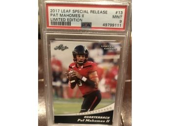 2017 Leaf Special Release  Pat Mahomes  Limited Edition Mint 9