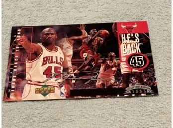 1995 Upper Deck Jumbo Michael  Jordan- Hes Back Card