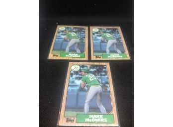 Lot Of (3) 1987 Topps Mark McGwire Baseball Cards