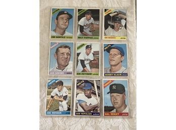 1966 Topps Baseball Card Lot Of 9
