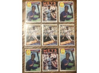 Lot Of (9) 1980s Darryl Strawberry Baseball Cards