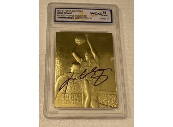 1996 Kobe Bryant RC GEM MINT 10. Gold Serial #d Signature Series FLEER 23kt