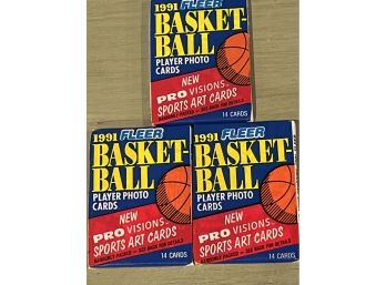 1991 Fleer Basketball Wax Packs 3 Pack Lot