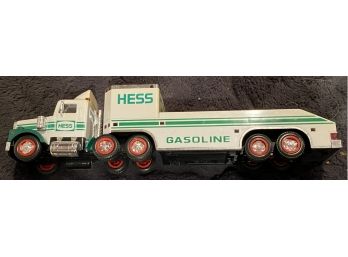 Hess Gasoline Toy Semi Truck Trailer Hauler 1995 White Green Plastic With Lights