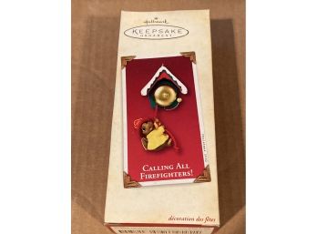 Hallmark Calling All Firefighters! Mouse Bell Ornament New 2002 NIB