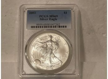 2002 $1 American Silver Eagle Dollar PCGS MS69 Sharp Coin!!!