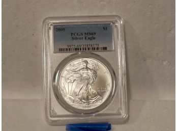 2005 $1 American Silver Eagle Dollar PCGS MS69 Sharp Coin!!!