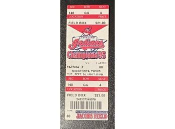 Cleveland Indians Game Ticket September 24, 1996