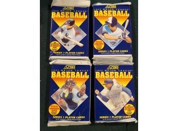 Lot Of (4) Unopened 1992Score  Series  1 Baseball Card Packs