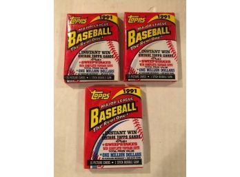 1991 Topps Wax Packs Lot Of 3
