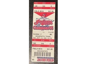 Cleveland Indians Game Ticket September 24, 1996