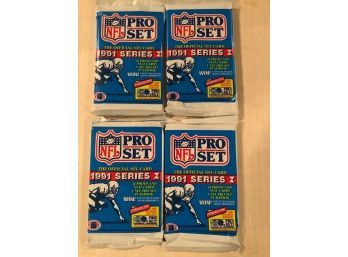 1991 NFL Pro Set Series 1 Unopened Packs Lot Of (4)